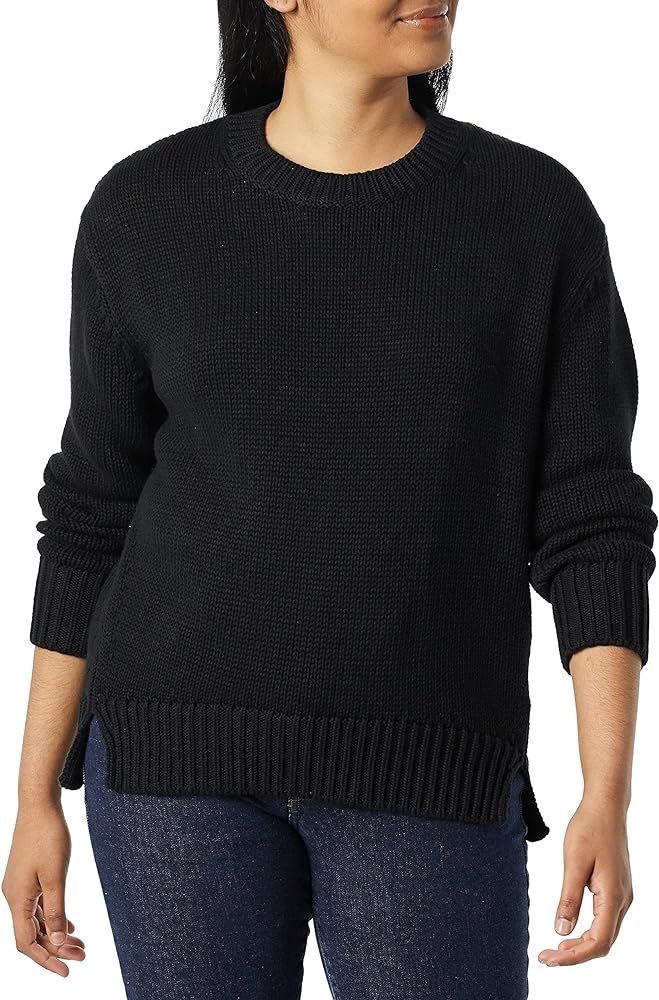 Daily Ritual Women's 100% Cotton Oversized-Fit Long-Sleeve Chunky Crewneck Sweater | Amazon (US)