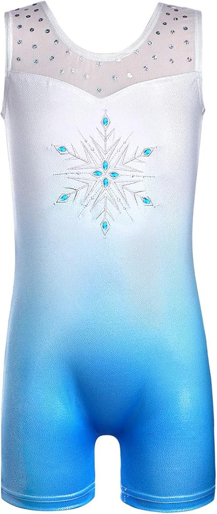 HOZIY Leotards for Girls Gymnastics Kids Children Biketard Snowflake Ribbon Blue Purple Hot Pink ... | Amazon (US)
