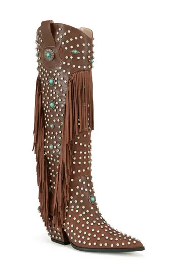 AZALEA WANG Bennett Fringe Cowboy Boot in Brown at Nordstrom Rack, Size 8 | Nordstrom Rack