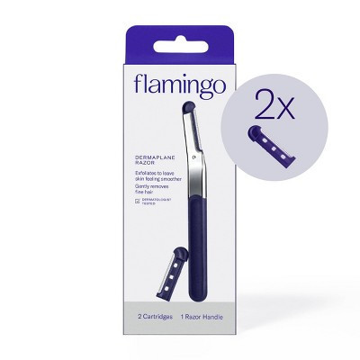 Flamingo Dermaplane Razor - Reusable Facial Razor - 1 Razor Handle - 2 Refill Cartridges | Target
