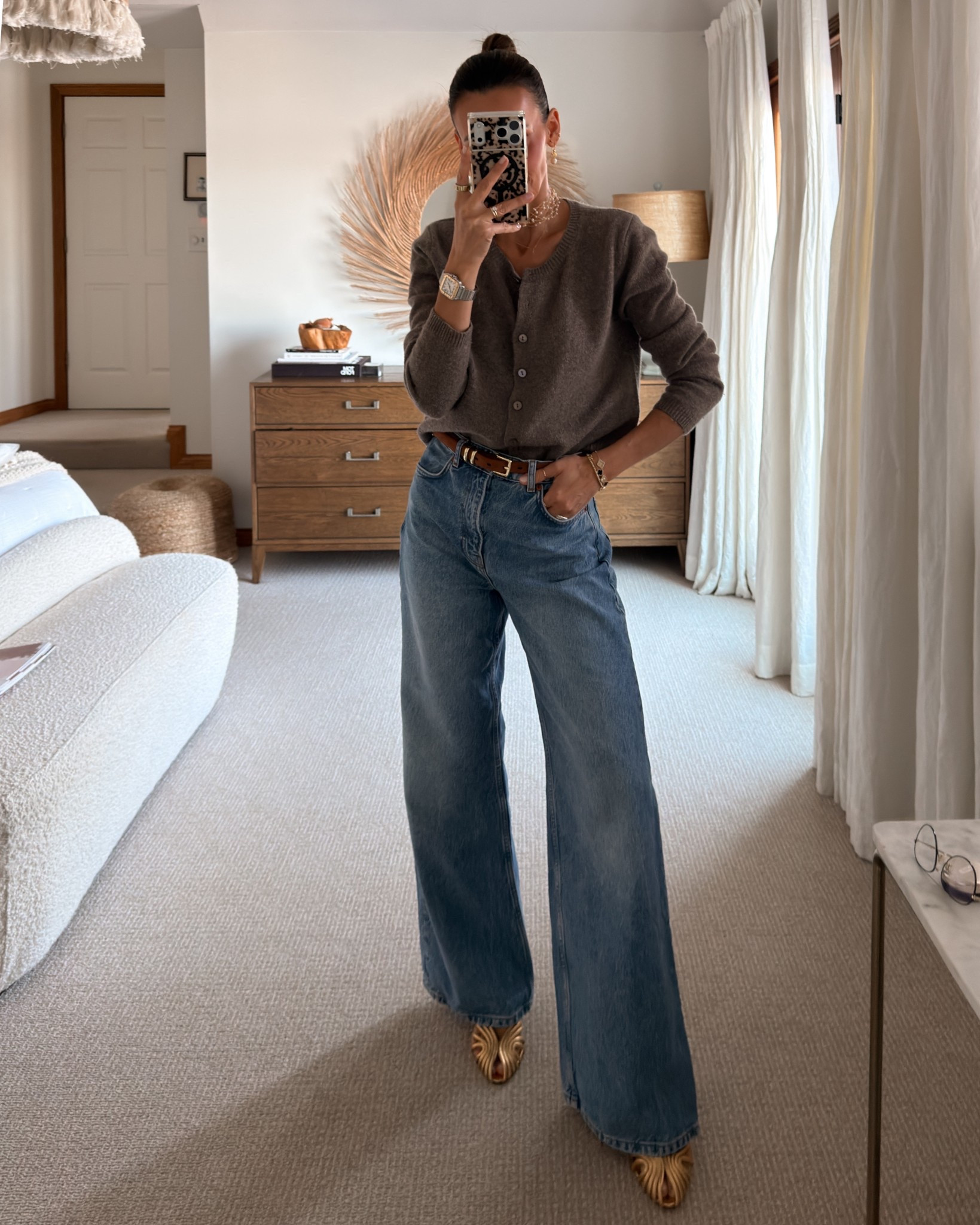 Legs for days! Love to add a few dressy accessories to dress is up ✨ size 26, fits like a glove, wide leg jeans that hugs on the waist but is SUPER comfy 

#LTKSeasonal #LTKootd #LTKOver40