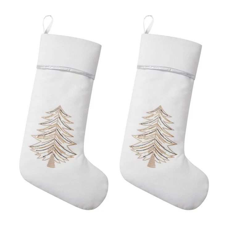 My Texas House Stephanie Ivory Beaded Christmas Stockings, 20" x 10" (2 Count) - Walmart.com | Walmart (US)