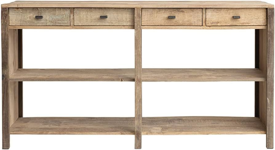 Creative Co-Op Reclaimed Wood Console Table with 4 Drawers 4 Storage Sections, Natural Sideboard | Amazon (US)
