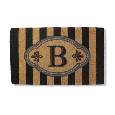 Ameile Cabana Stripe Monogrammed Coco Door Mat with Fade-Resistant Dyes & Coir Fiber | Frontgate