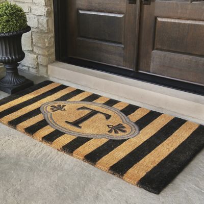 Ameile Cabana Stripe Monogrammed Coco Door Mat | Frontgate