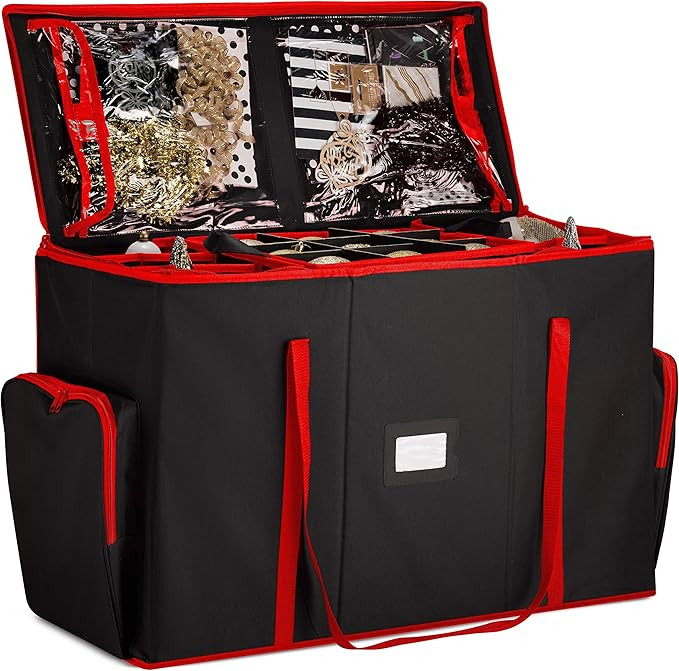 ZOBER Super Rigid 2-in-1 Christmas Ornament Storage Box & Xmas Figurine Container (Black) | Amazon (US)