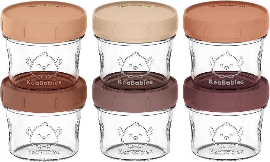 KeaBabies 6-Pack Glass Baby Food Containers - 4 oz Leak-Proof, Microwavable, Glass Baby Food Jars... | Amazon (US)