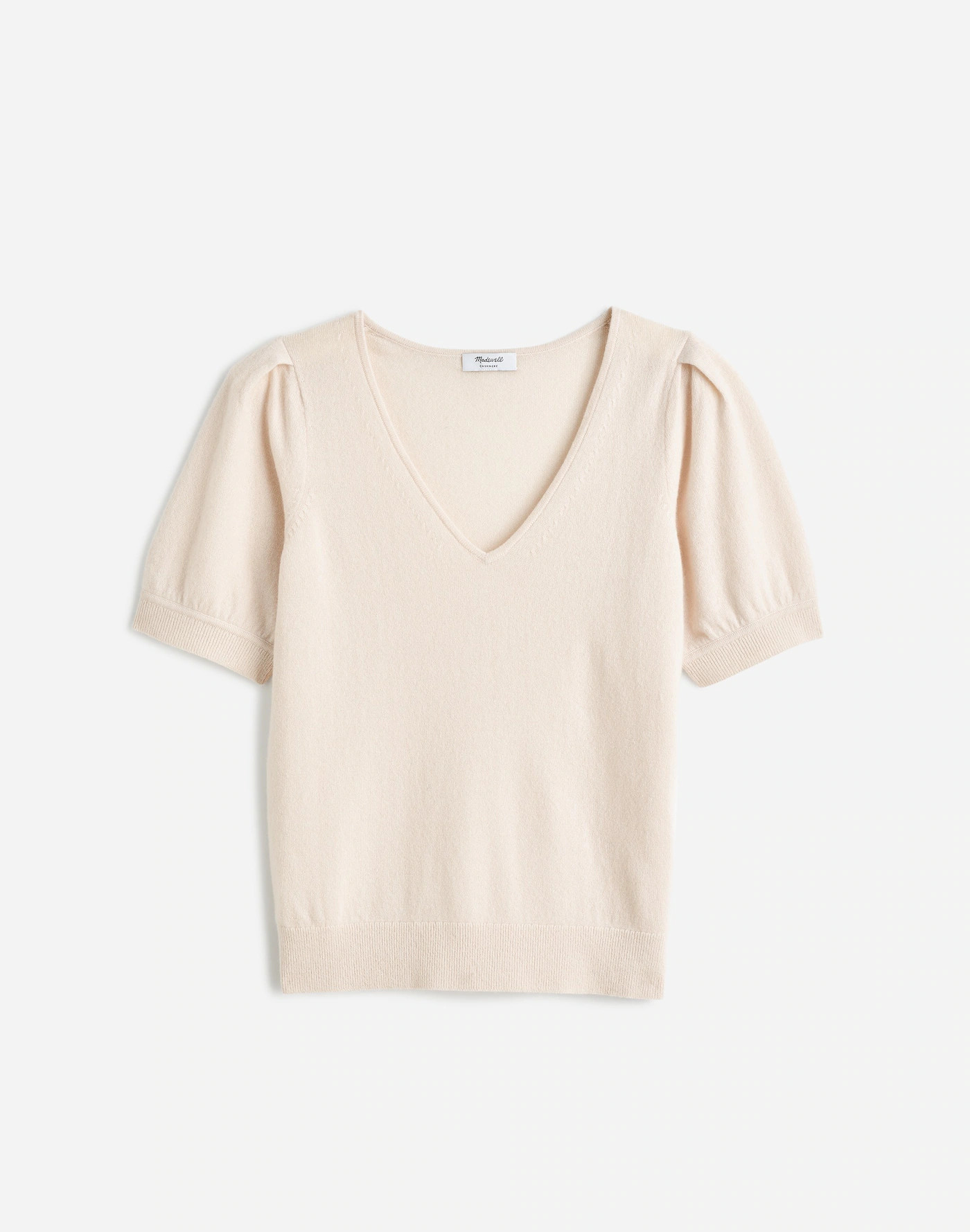 Cashmere V-Neck Puff-Sleeve Sweater Tee | Madewell | Madewell