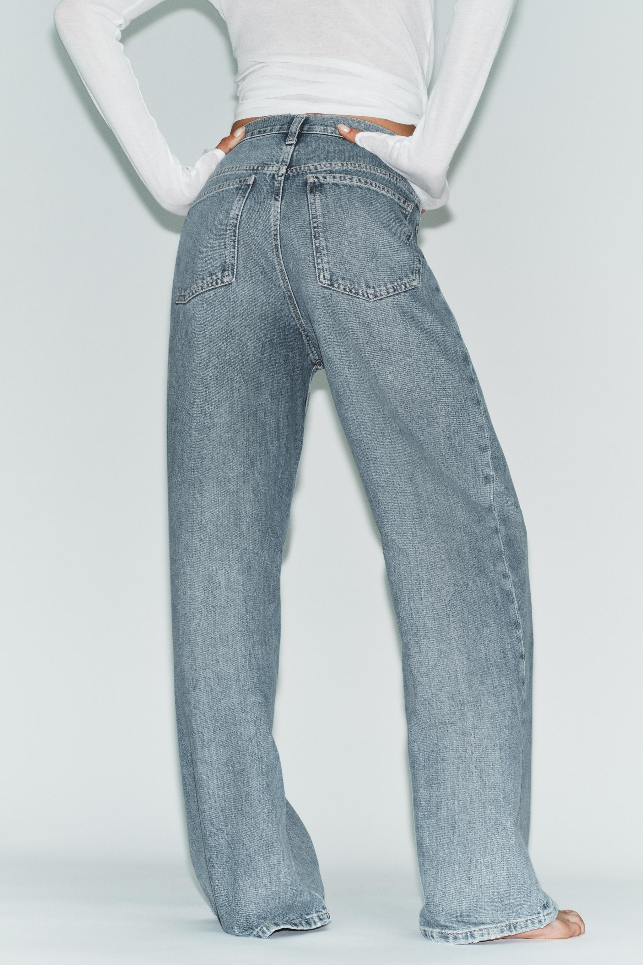 TRF WIDE-LEG CROSSED WAIST HIGH-WAIST JEANS | Zara UK