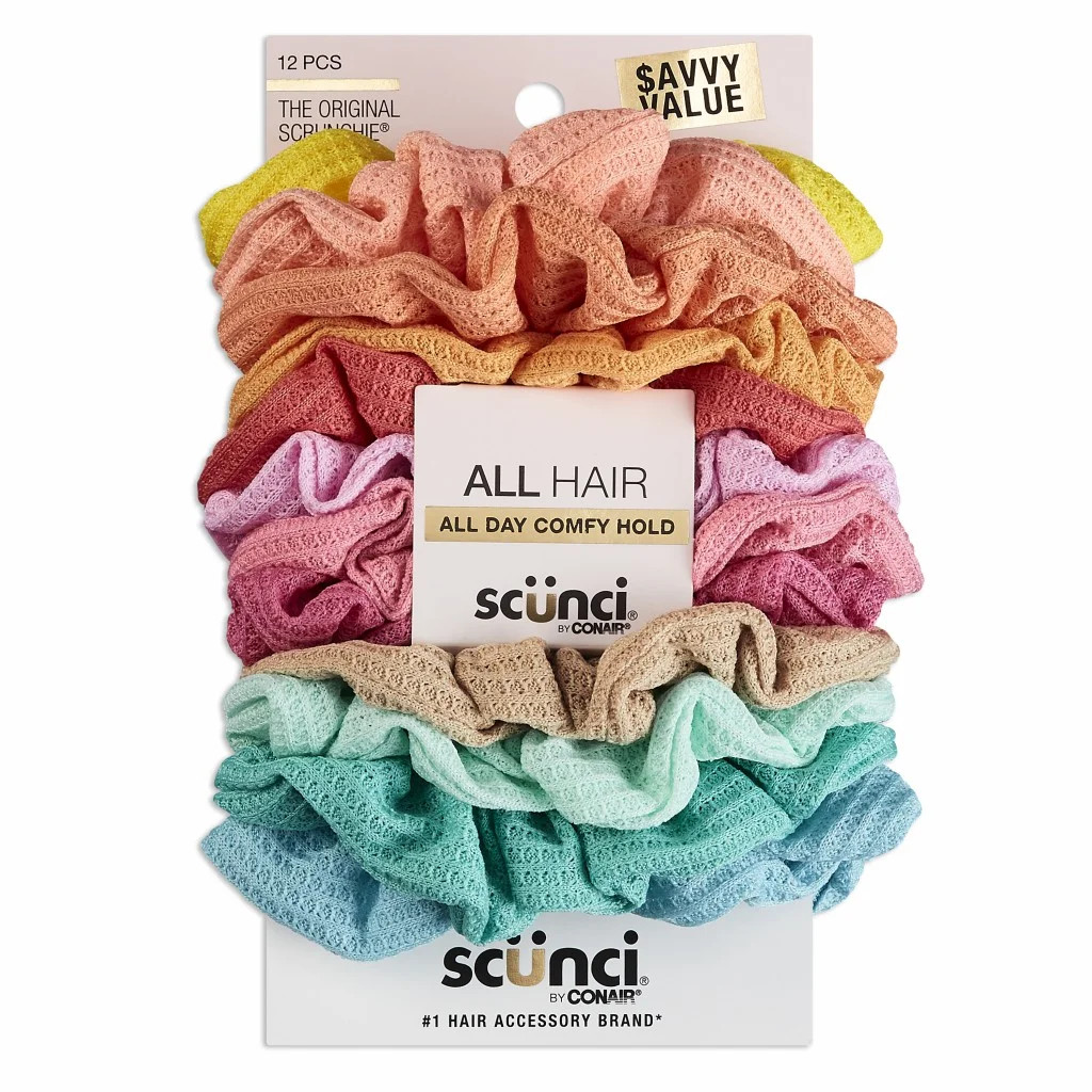 Scunci Value-Pack Scrunchie Hair Ties in Soft Thermals and Knits, Assorted Colors, 12 Ct | Walmart (US)