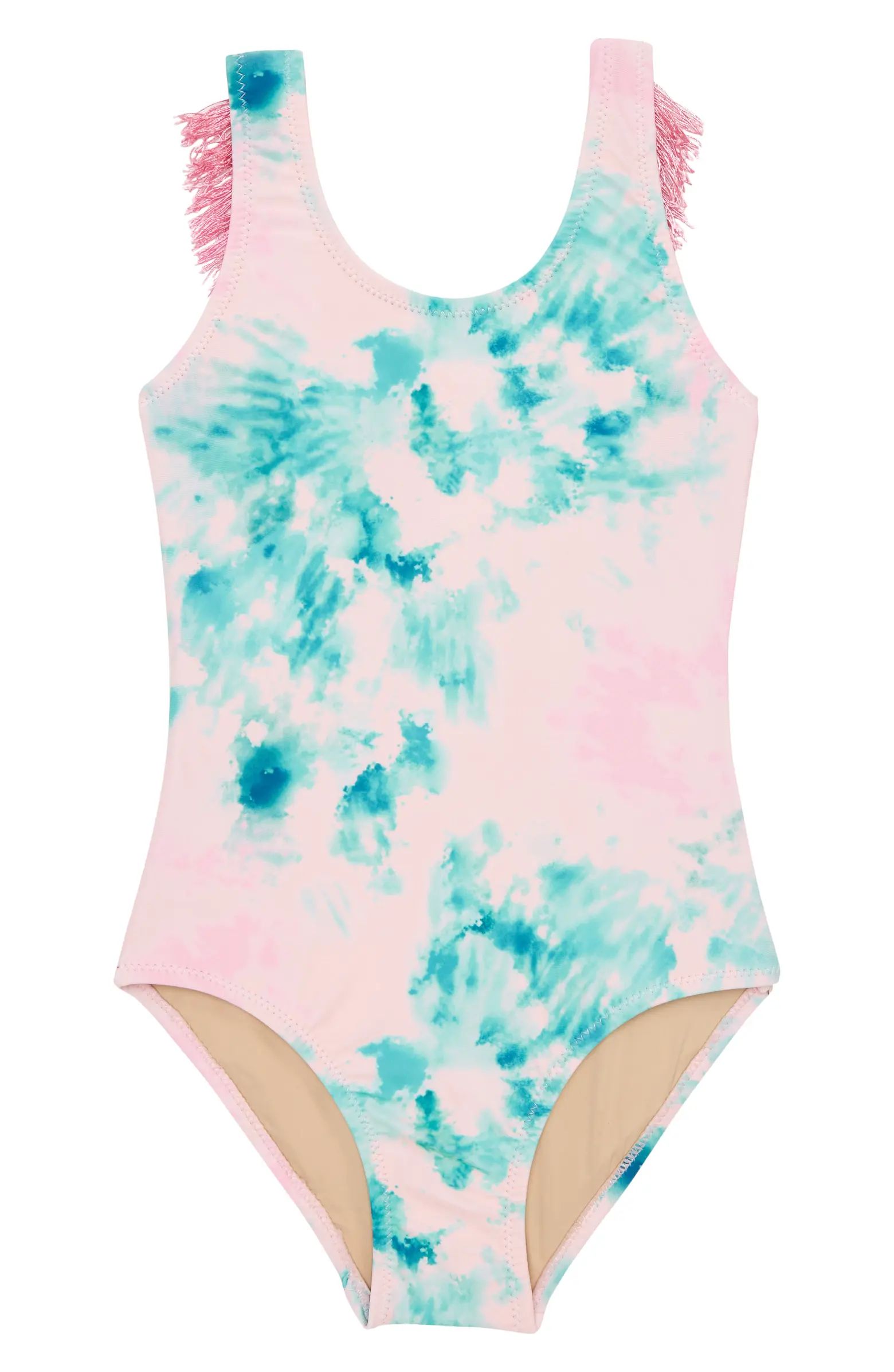 Shade Critters Kids' Fringe Back Tie Dye One-Piece Swimsuit | Nordstrom | Nordstrom