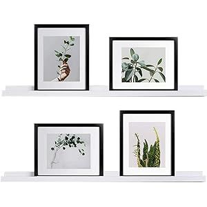 WELLAND White Picture Ledge, Photo Ledge, Floating Ledge Wall Shelves, 36-inch, Set of 2, White | Amazon (US)