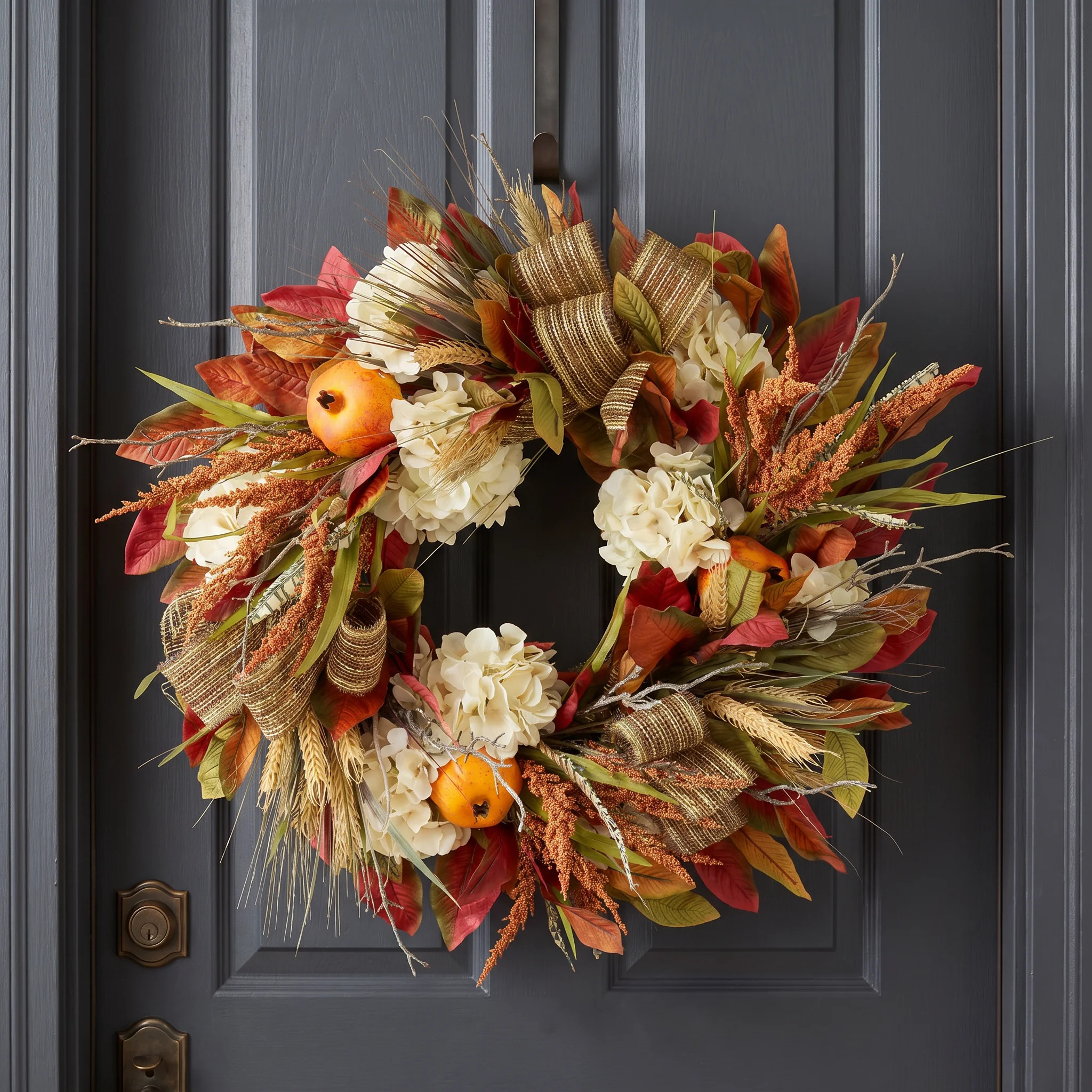 27" Magnolia Leaf, Pomegranate & Wheat Wreath | Wayfair North America