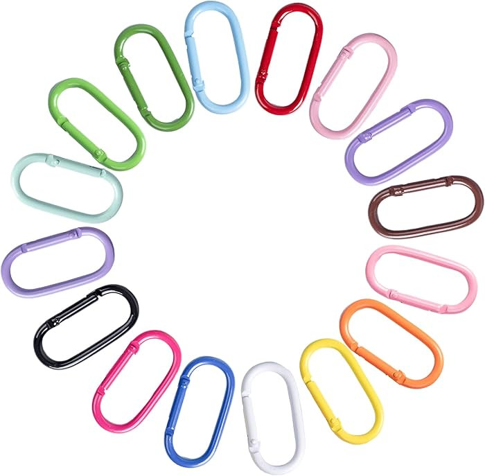 16 Pcs Cut Carabiners Clip,Oval Shape Carabiner Keychain Clip Aluminum Hook Accessories Snap Link... | Amazon (US)