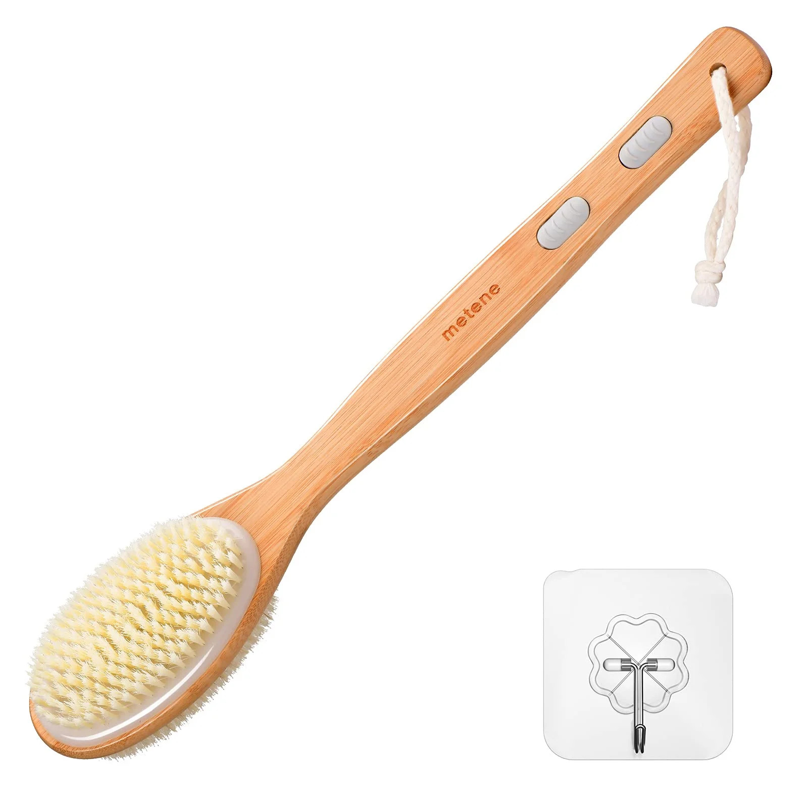 METENE Shower Body Exfoliating Brush, Bath Back Cleaning Scrubber with Upgrade Long Bamboo Handle... | Walmart (US)