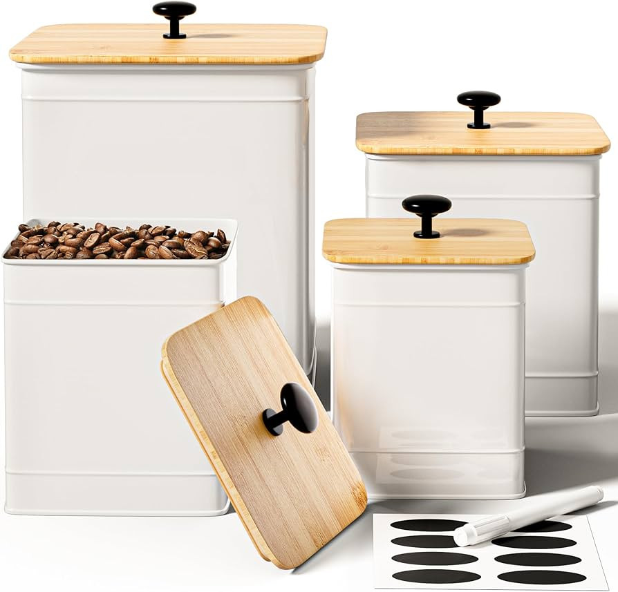 Kitchen Canisters for Countertop Set of 4 with Customizable Chalkboard Labels & Marker Pen - Big ... | Amazon (US)