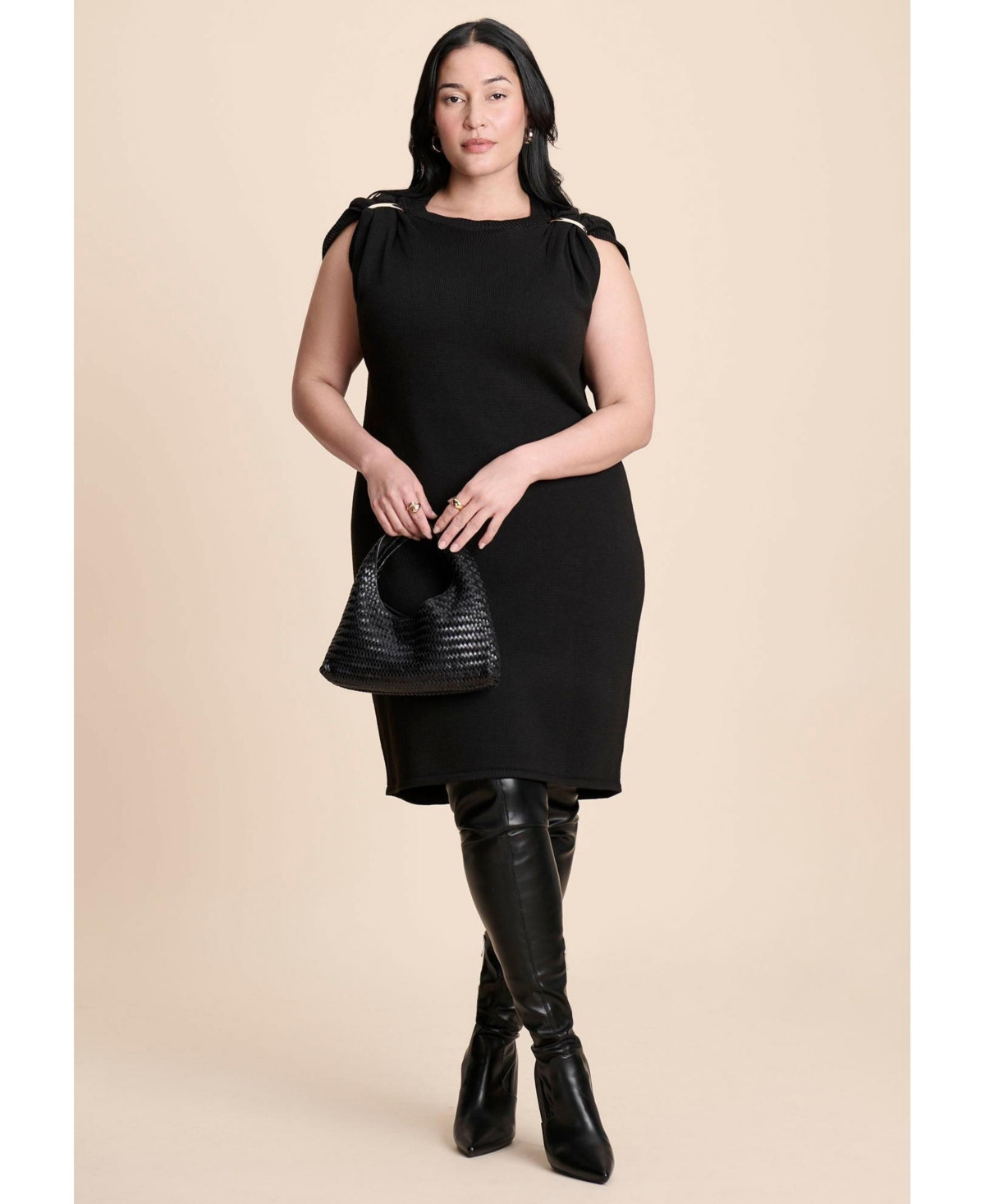 Eloquii Women's Metal Detail Sweater Dress - Black onyx | Macy's