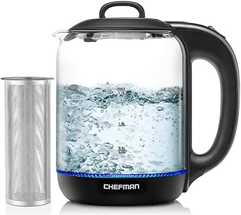 Chefman 1.7 Liter Electric Kettle With Tea Infuser, Cordless With Removable Lid And 360 Swivel Ba... | Amazon (US)