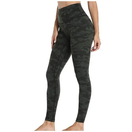Lyinloo Women's High Waist Printed Tight Fitness Yoga Pants Nude Hidden Yoga Pants Green L | Walmart (US)