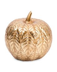 8in Gold Leaf Texture Pumpkin Decor | Marshalls