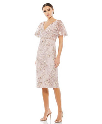 Mac Duggal Women's Embellished Illusion Butterfly Sleeve Cocktail Dress - Macy's | Macy's