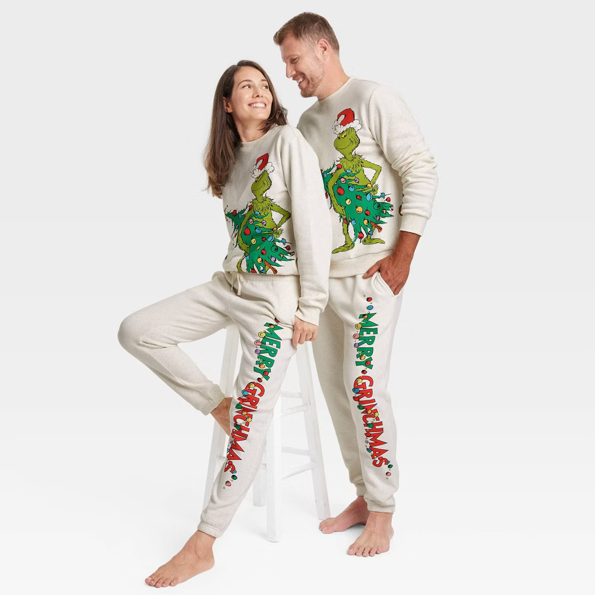 Adult The Grinch Graphic Joggers - Oatmeal | Target