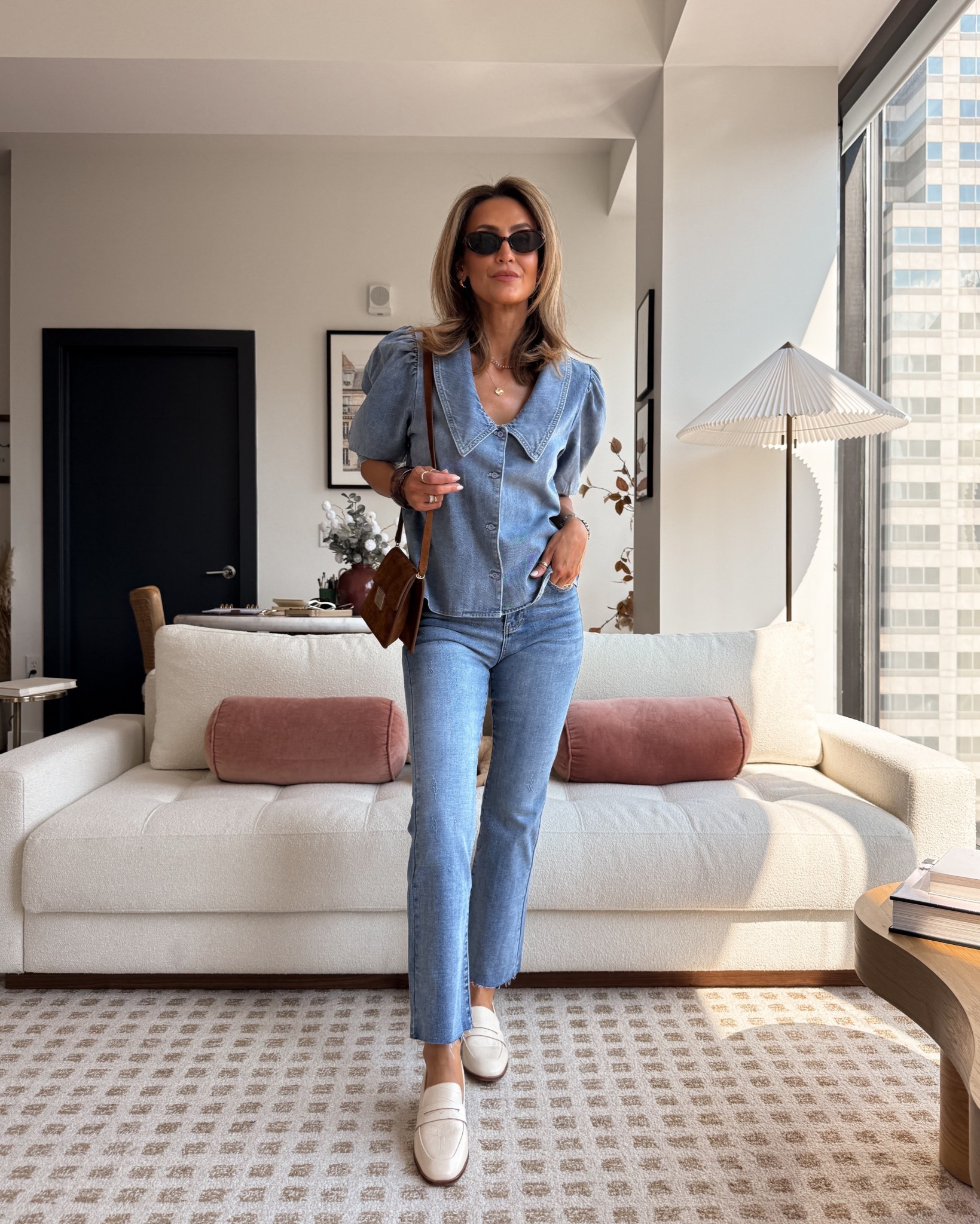 Denim on denim vibes 🤎✨ Loving this combo lately and know that it will be even more popular when fall hits! These straight leg jeans have a classic fit and truly pair well with all tops and shoes. Another must? These penny loafers, which are ultra-comfy and elevated. Sizing: 25 in the jeans, XS in the top. 

#LTKStyleTip #LTKFindsUnder100 #LTKShoeCrush