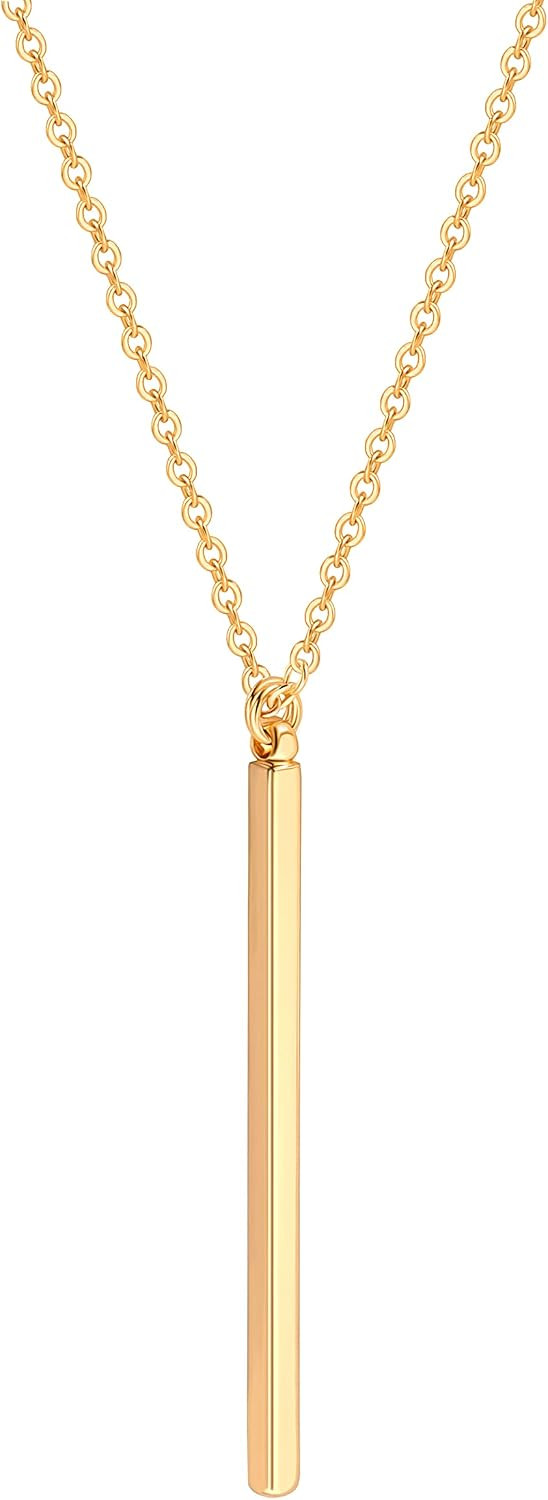 PERNNLA PEARL Long Disc Pendant Necklace for Women 18K Gold Plated Sweater Chain Fashion Jewelry | Amazon (US)