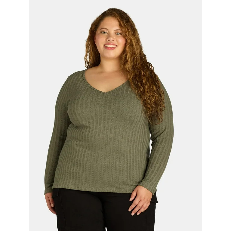 Terra & Sky Women's Plus Size Pointelle Top, Sizes 0X-4X | Walmart (US)