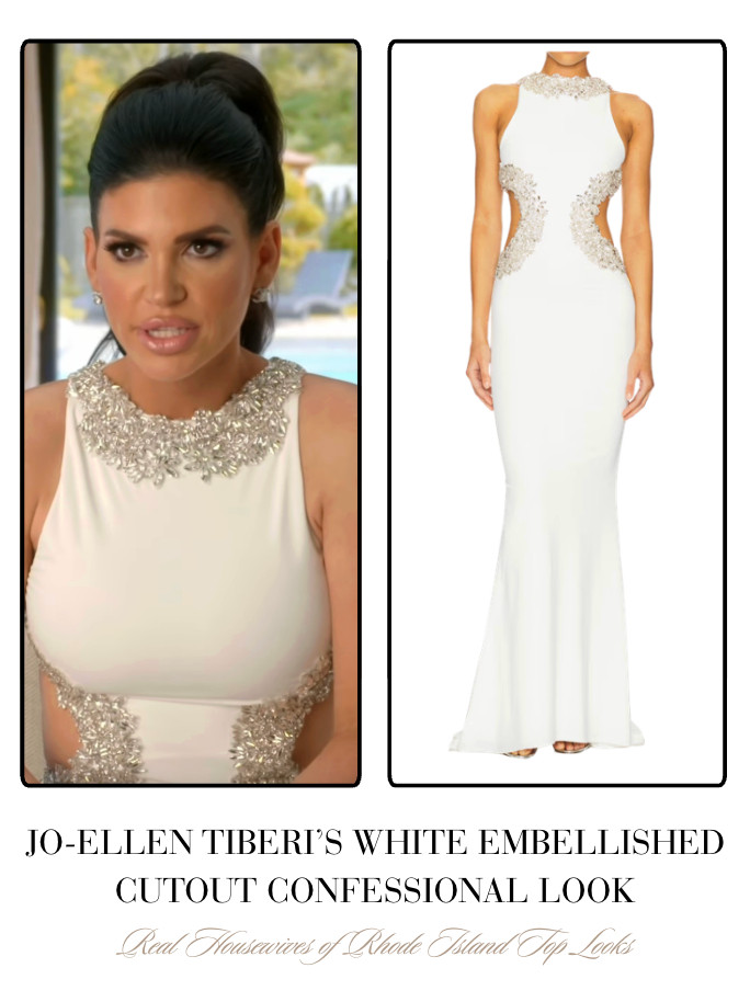 Jo-Ellen Tiberi's White Embellished Cutout Dress 

 