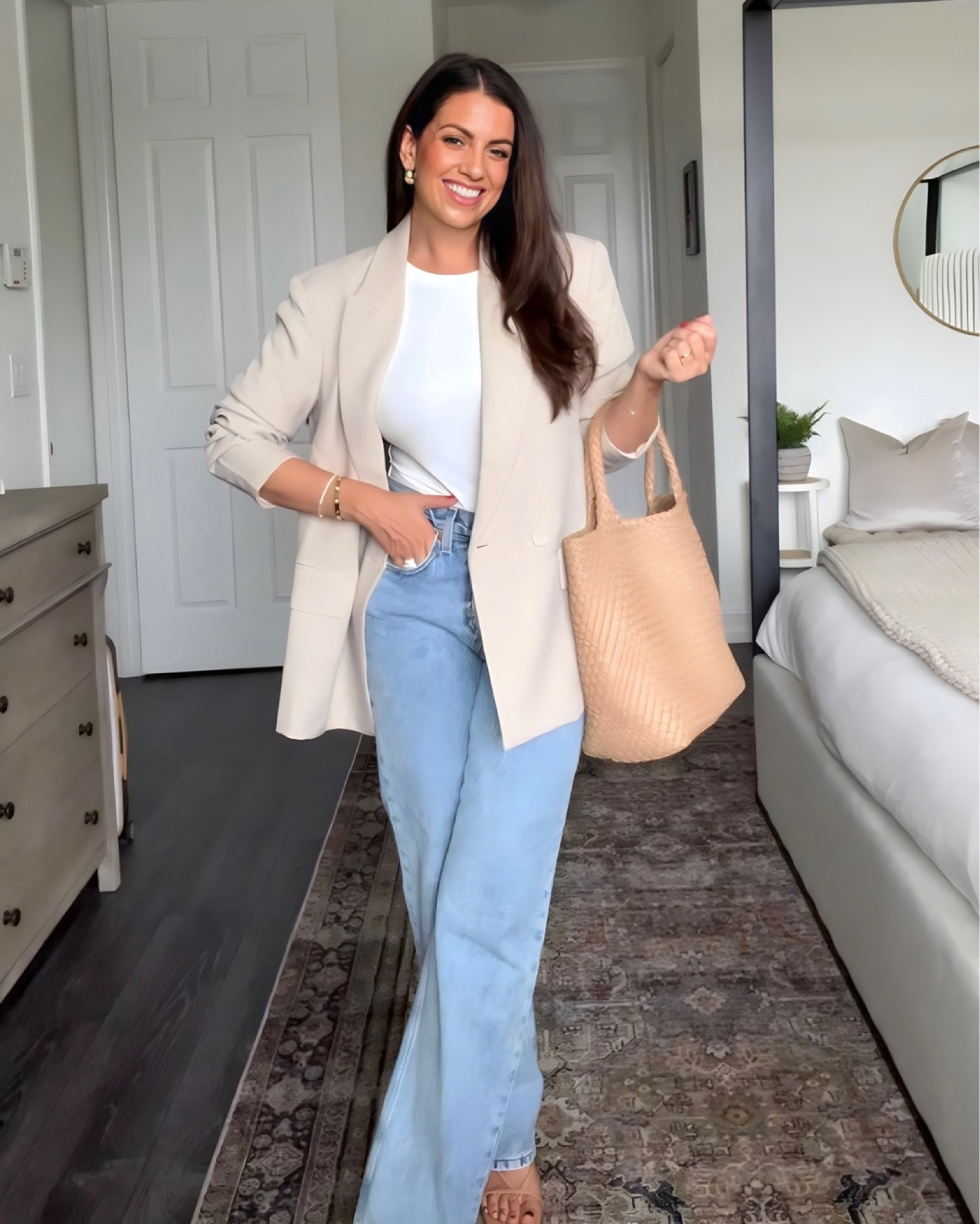 Workwear, work OOTD, Amazon fashion
Wearing a medium in blazer and bodysuit, jeans: 28. 

#LTKworkwear #LTKmidsize #LTKstyletip
