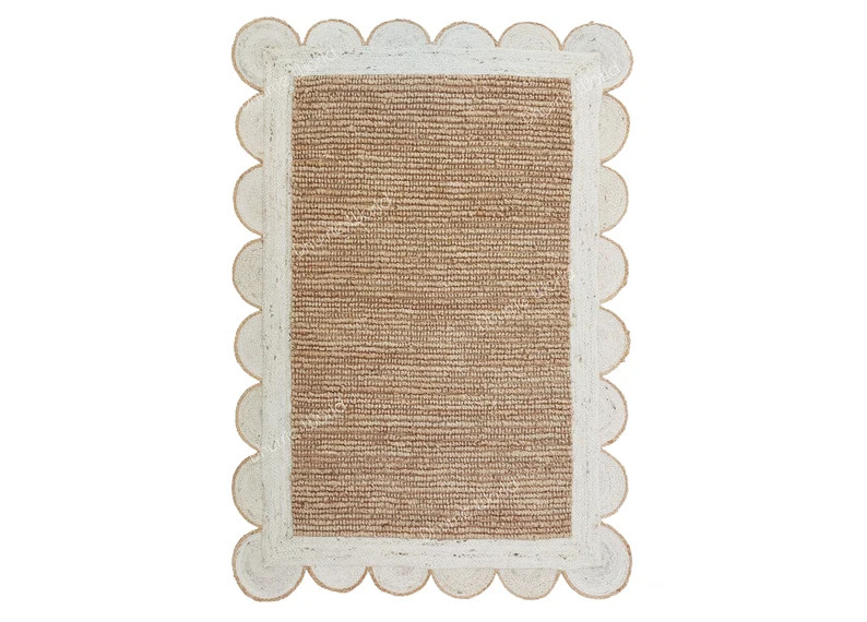 Textured Jute Rug, Scalloped Jute Rug, Scallop Area Rug, Bohemian Rug, Boho Decor Rug, Eco Friend... | Etsy (US)