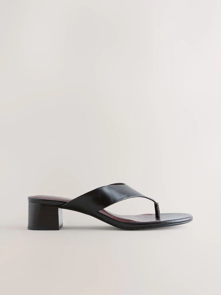 Buy Chocolate Brown Forever Comfort\u00ae Leather Toe Post Block Heels from Next United Arab Emir... | Next UAE