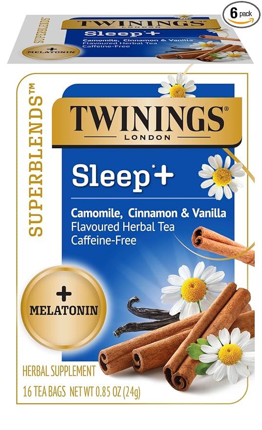 Twinings Superblends Sleep + Melatonin, Camomile, Cinnamon & Vanilla Flavoured Herbal Tea, Caffei... | Amazon (US)