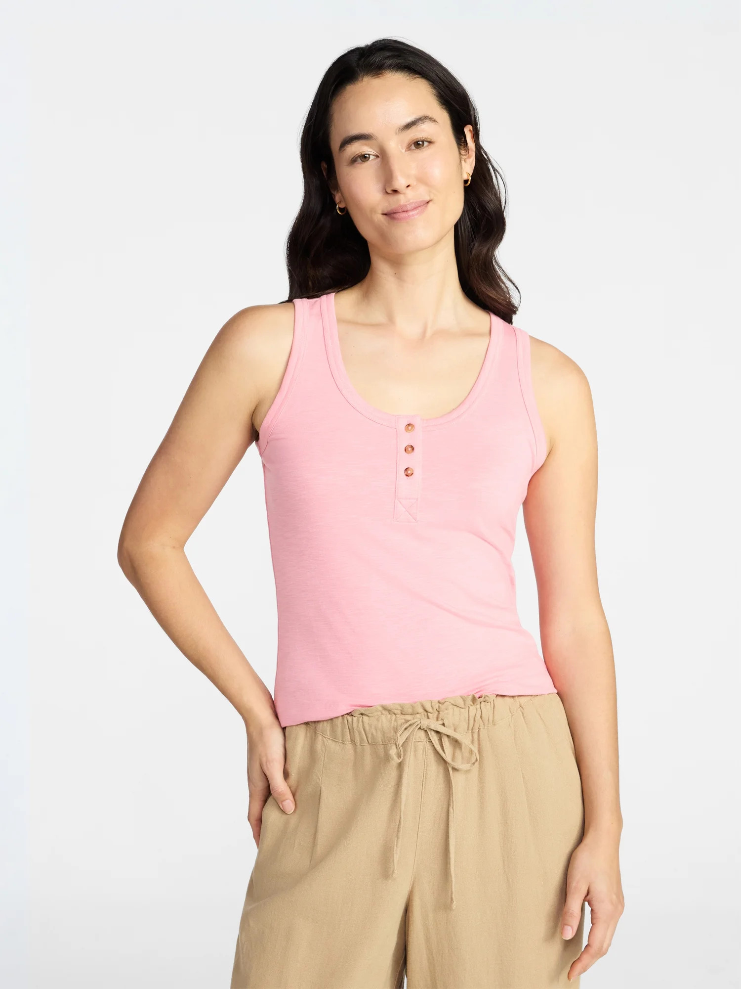 Time and Tru Women’s Slub Henley Tank Top, sizes XS-XXXL | Walmart (US)