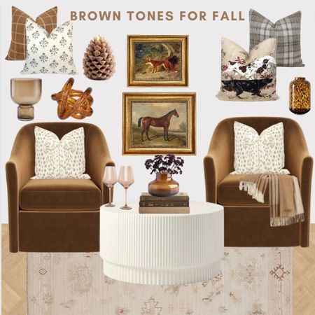 Not a fan of orange? Brown decor perfect for fall or year round!

Fall decor // brown pillows // plaid // block print // fall candles // framed art print // traditional home // grand millennial // glass knot // colored glass // brown vase // tortoise shell // throw blanket // throw pillows // brown and tan rug // fluted coffee table // swivel chairs // Estelle colored wine glasses // brown books // faux florals

#LTKhome #LTKSeasonal