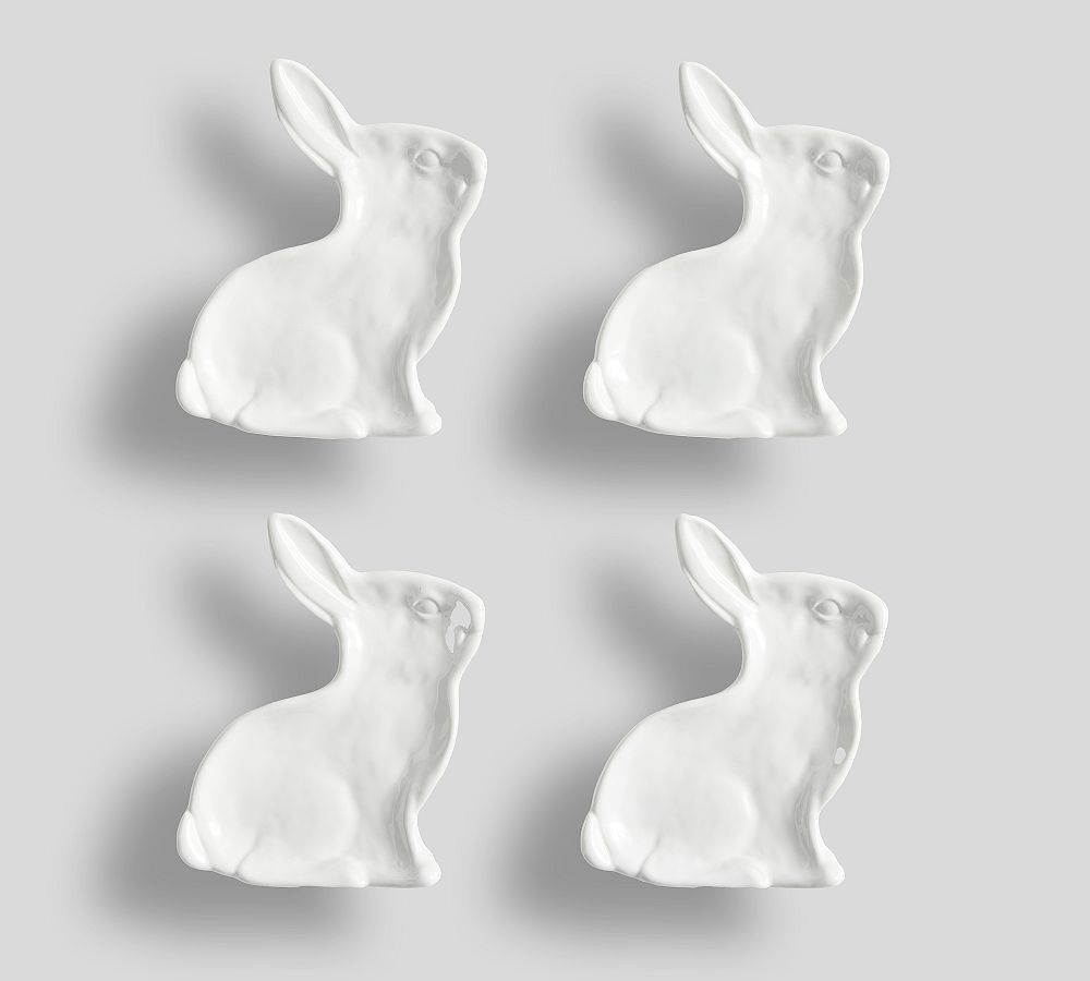 Floral Bunny Figural Stoneware Appetizer Plates - Set of 4 | Pottery Barn (US)