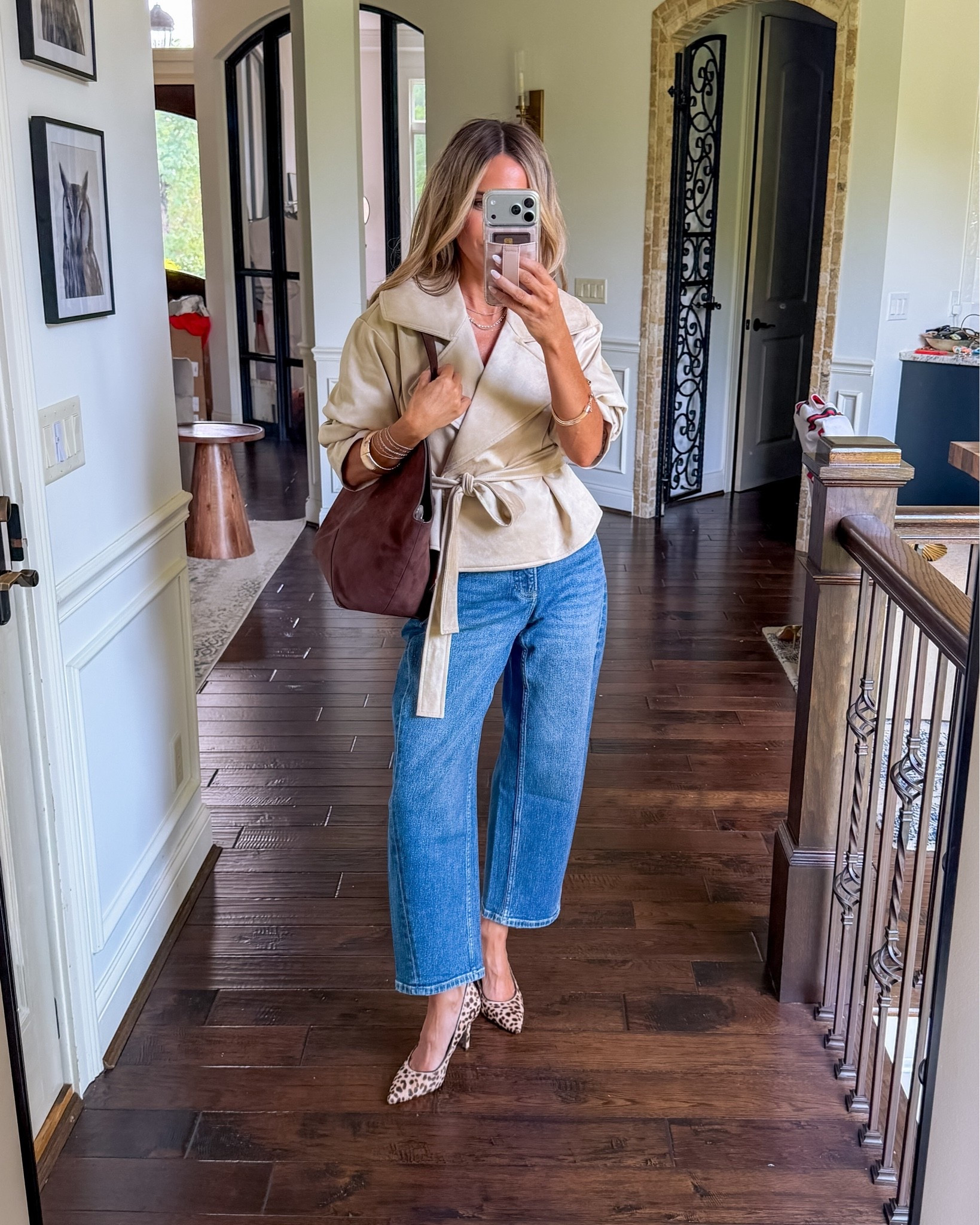 Faux suede cropped trench coat styled with barrel jeans! 

Xs jacket // 

Jeans - wearing xs petite - new customers can use code KATEROSExSPANX to save 15% plus free shipping! 👖

#LTKOver40 #LTKPetite #LTKCon