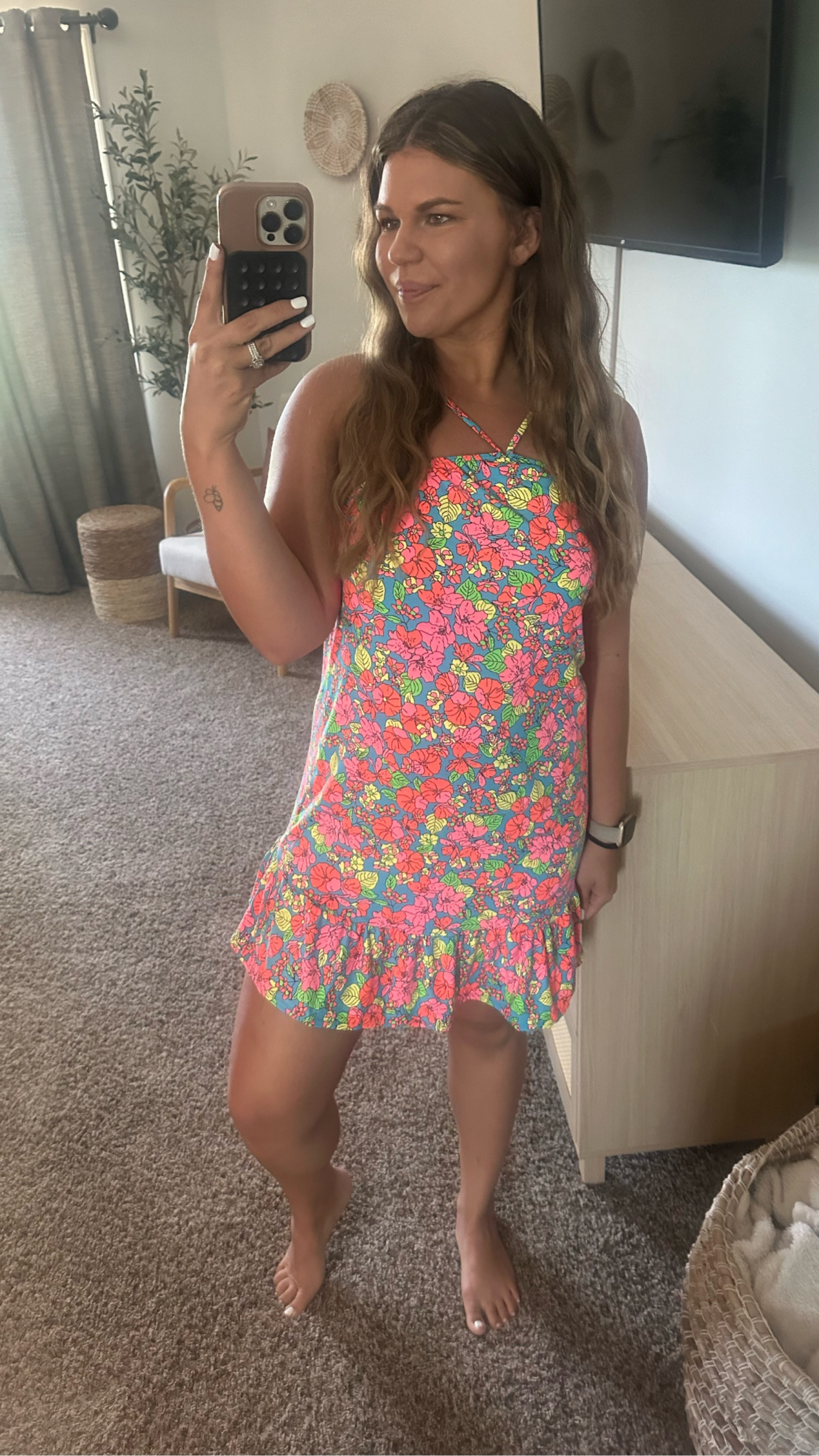 The perfect dress for a beach or tropical vacation. It is made of a swimsuit sort of material. I sized up to a medium for length  

#LTKFindsUnder100 #LTKStyleTip #LTKTravel