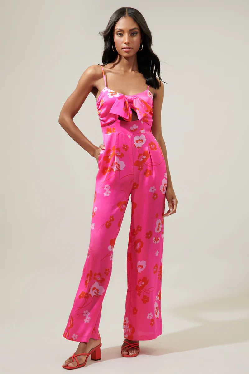 Cherry Blossom Raleigh Cut Out Straight Leg Jumpsuit | Sugarlips