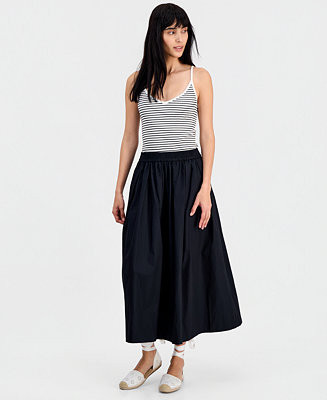 Women's Pull-On Poplin Midi Skirt | Macy's