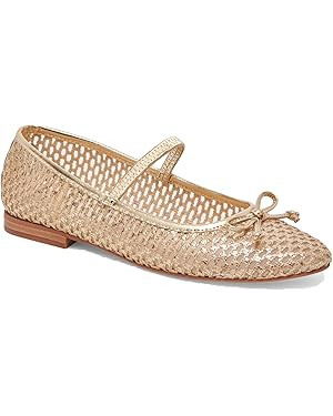 Woven Mesh Ballet Flats for Women Raffia Round Toe Mary Jane Ballerina Flats Ladies Casual Dress ... | Amazon (US)