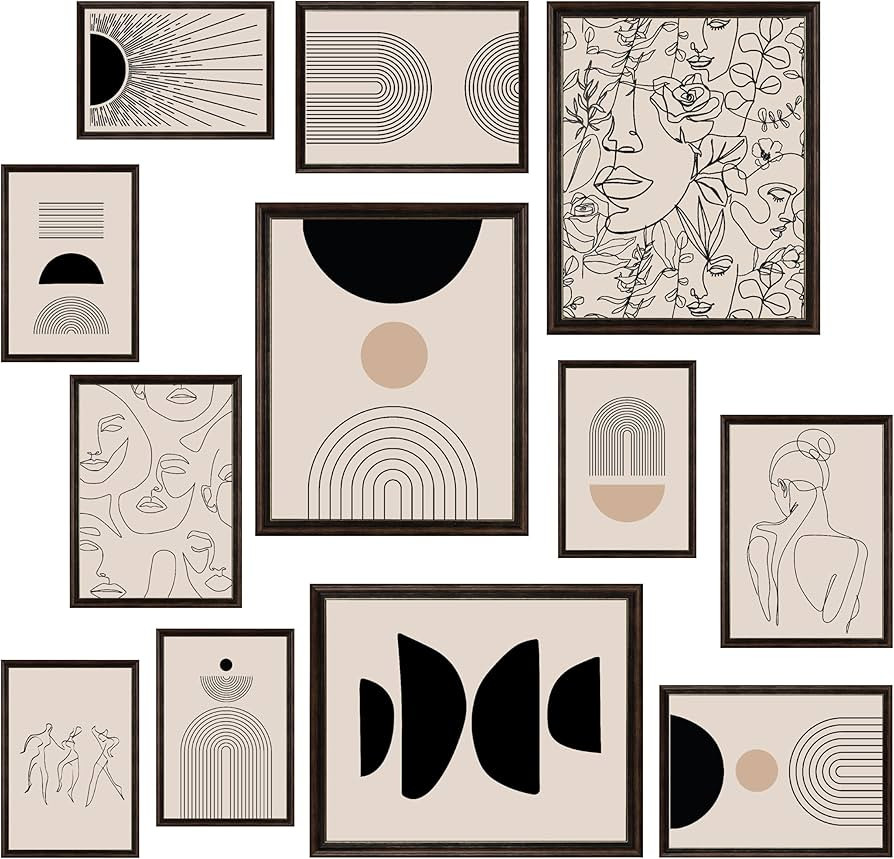 97 Decor Abstract Wall Art Prints - Boho Abstract Art Wall Decor, Neutral Geometric Minimalist Wa... | Amazon (US)