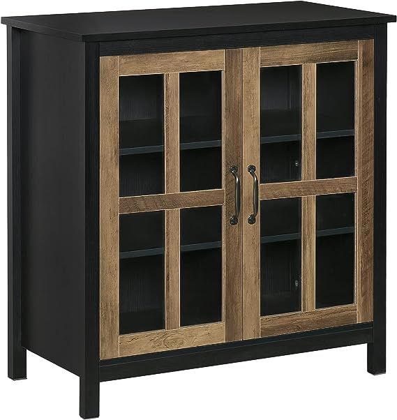 HOMCOM Kitchen Sideboard, Glass Door Buffet Cabinet, Accent Cupboard with Adjustable Storage Shel... | Amazon (US)