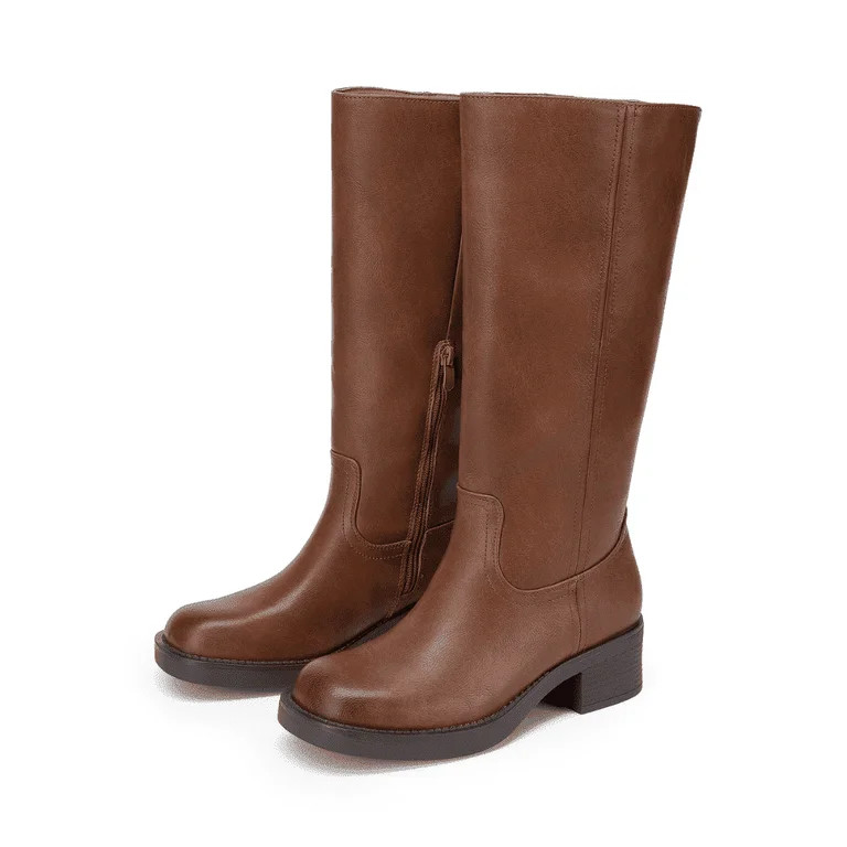 DREAM PAIRS Womens Knee High Boots Comfortable Platform Chunky Block Heel Campus Boots Square Toe | Walmart (US)