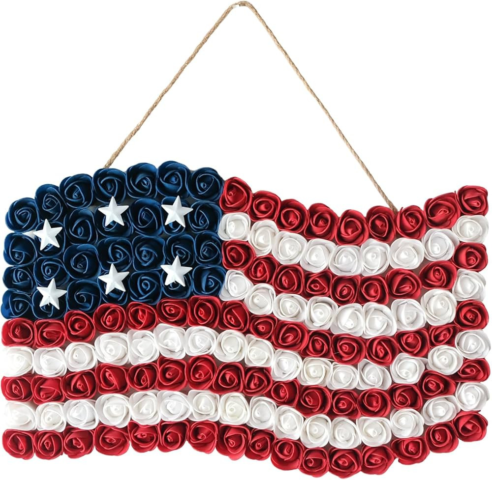 Idyllic 4th of July Wreath Patriotic Independence Day Wreath for Front Door, 17 * 11Inch Window W... | Amazon (US)