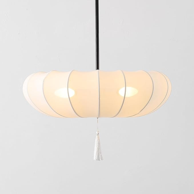 SAFAVIEH Lighting Collection - Amelie Cream & Black 21" Pendant, 3-Light Fabric & Metal Ceiling F... | Amazon (US)