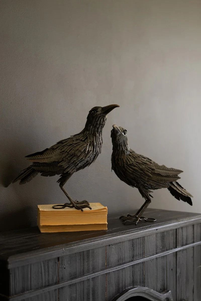 Set of Two Black Metal Halloween Crows – Spooky Yard Decor (Set of 2) | Wayfair North America