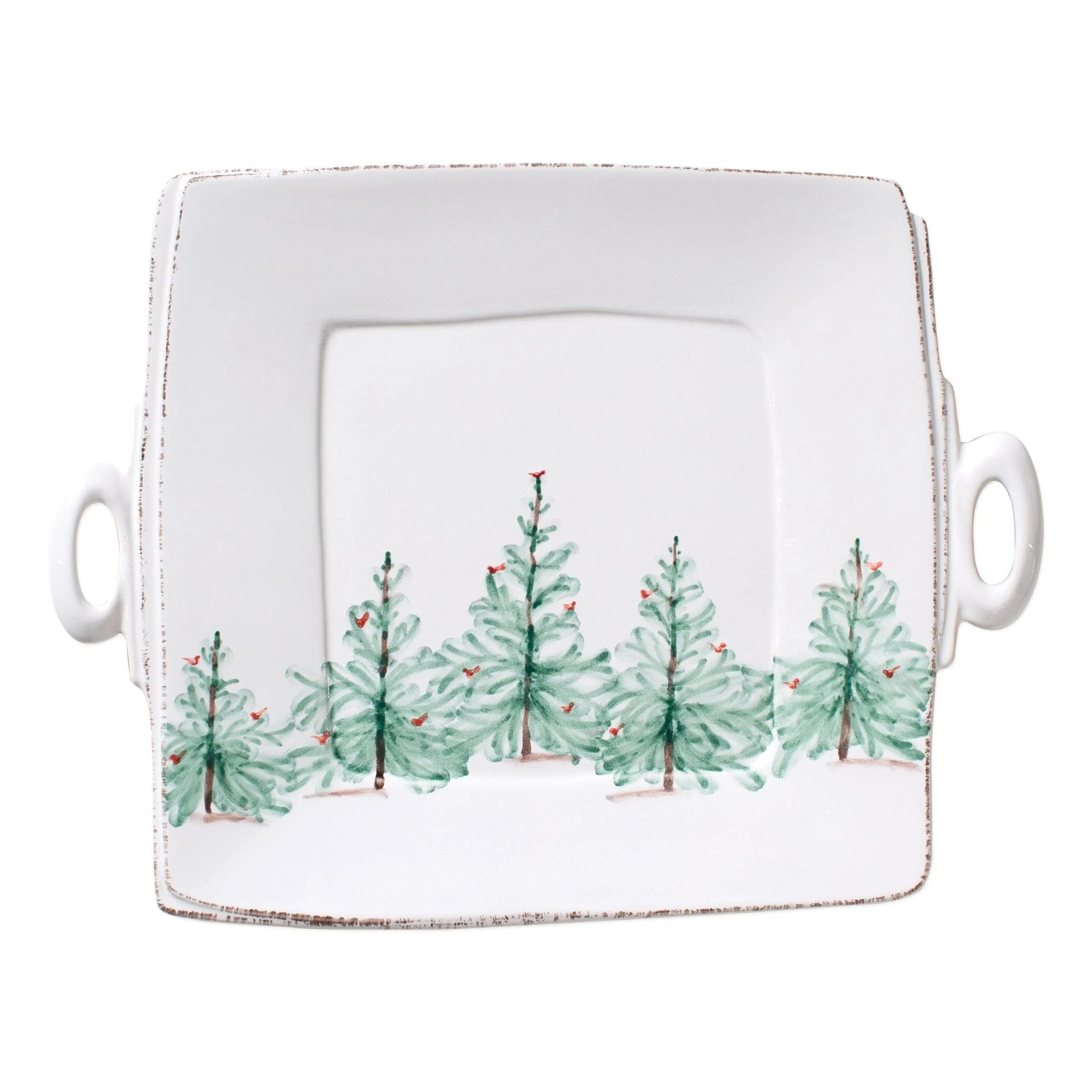 Lastra Holiday Handled Square Platter | VIETRI