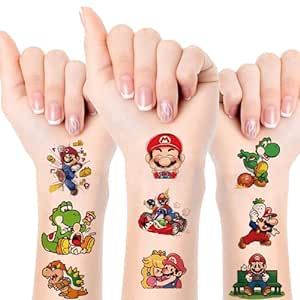 40 Pcs Mario Temporary Tattoos for Kids - Fake Tattoo Stickers for Mario Birthday Party Supplies ... | Amazon (US)
